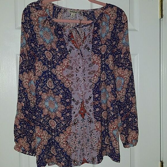 Lucky Brand 3/4th length sleeves top Sz M - Picture 1 of 4
